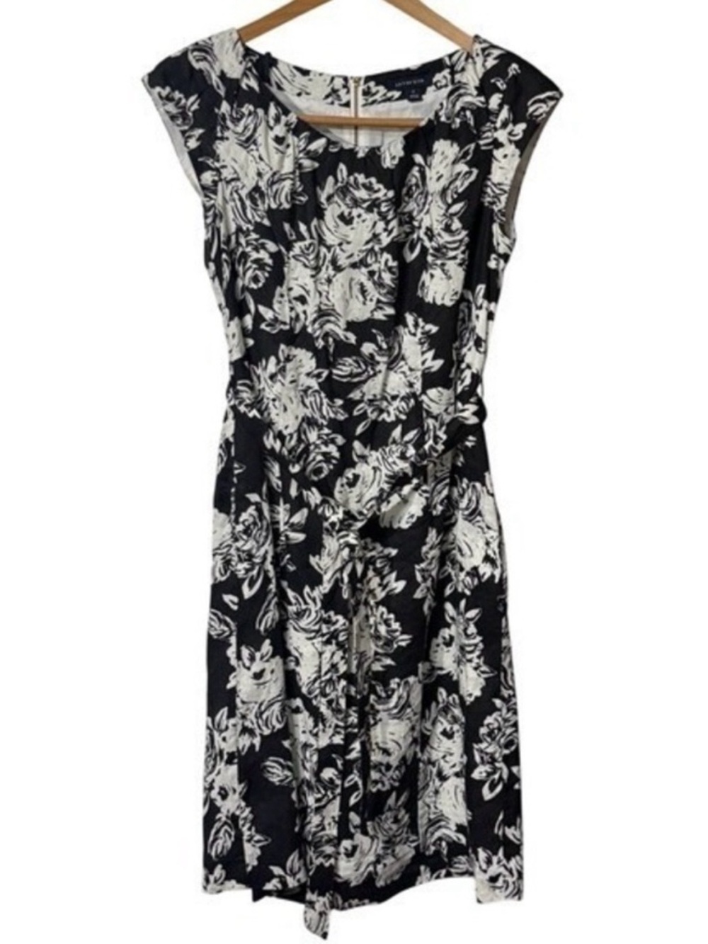 Land's End 100% Linen Midi Dress Floral Spring Wedding Guest Garden Party Size 2